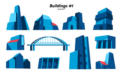 Collezione di edifici urbani, palazzi, ponti