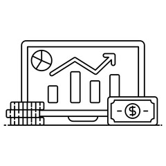 
Presenting business data with trend charts, online trending in flat design  
