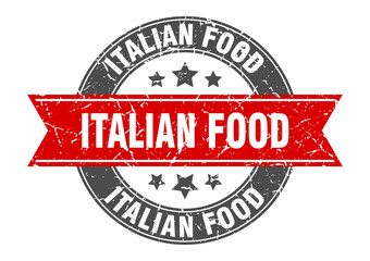 italian food round stamp with ribbon. label sign