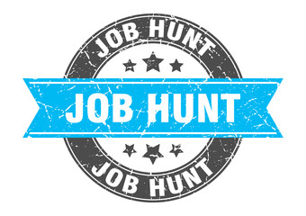 job hunt round stamp with ribbon. label sign