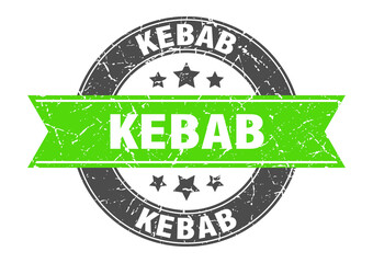 kebab round stamp with ribbon. label sign