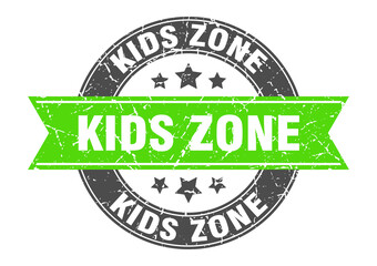 kids zone round stamp with ribbon. label sign