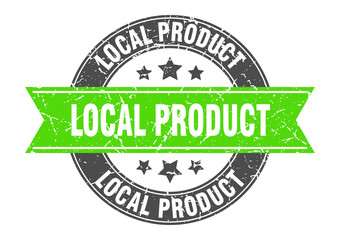 local product round stamp with ribbon. label sign