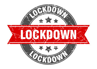 lockdown round stamp with ribbon. label sign