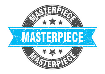 masterpiece round stamp with ribbon. label sign