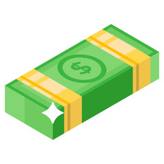 
Capital banknotes, cash paper money isometric icon 
