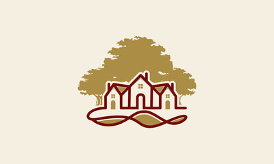 Home Village Naturally Realty Icon Ecology Logo, Premium Vector. Modern home land agriculture logo, farm house logo design template. House logo design, Agriculture logo