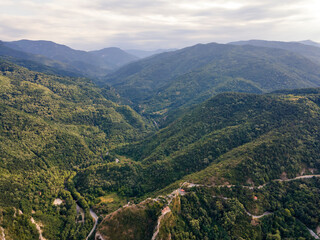 Fototapeta premium Chepelarska River passing through the Rhodope Mountain, Bulgaria