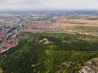 Fototapeta na wymiar Aerial view of town of Asenovgrad, Bulgaria