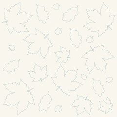 Modern vector pattern with autumn maple leaves on light grey background. Fall leaves pattern.