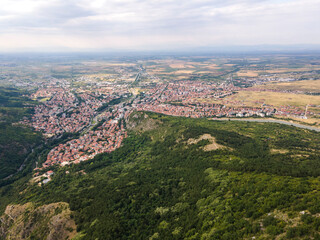 Aerial view of town of Asenovgrad, Bulgaria