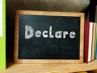 Financial concept meaning Declare with inscription on the page.