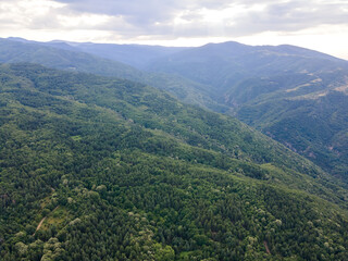 Fototapeta na wymiar Aerial view of Rhodopes near Asenovgrad, Bulgaria