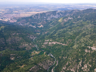 Obraz premium Aerial view of town of Asenovgrad, Bulgaria