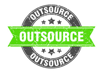 outsource round stamp with ribbon. label sign