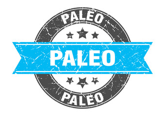 paleo round stamp with ribbon. label sign