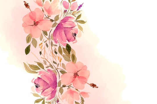 beautiful watercolor flowers and leaves background design