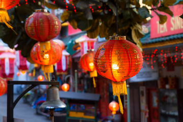 Fototapeta premium Chinese new year lanterns in china town