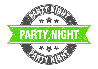 party night round stamp with ribbon. label sign