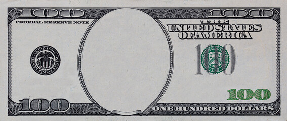 U.S. 100 dollar border with empty middle area