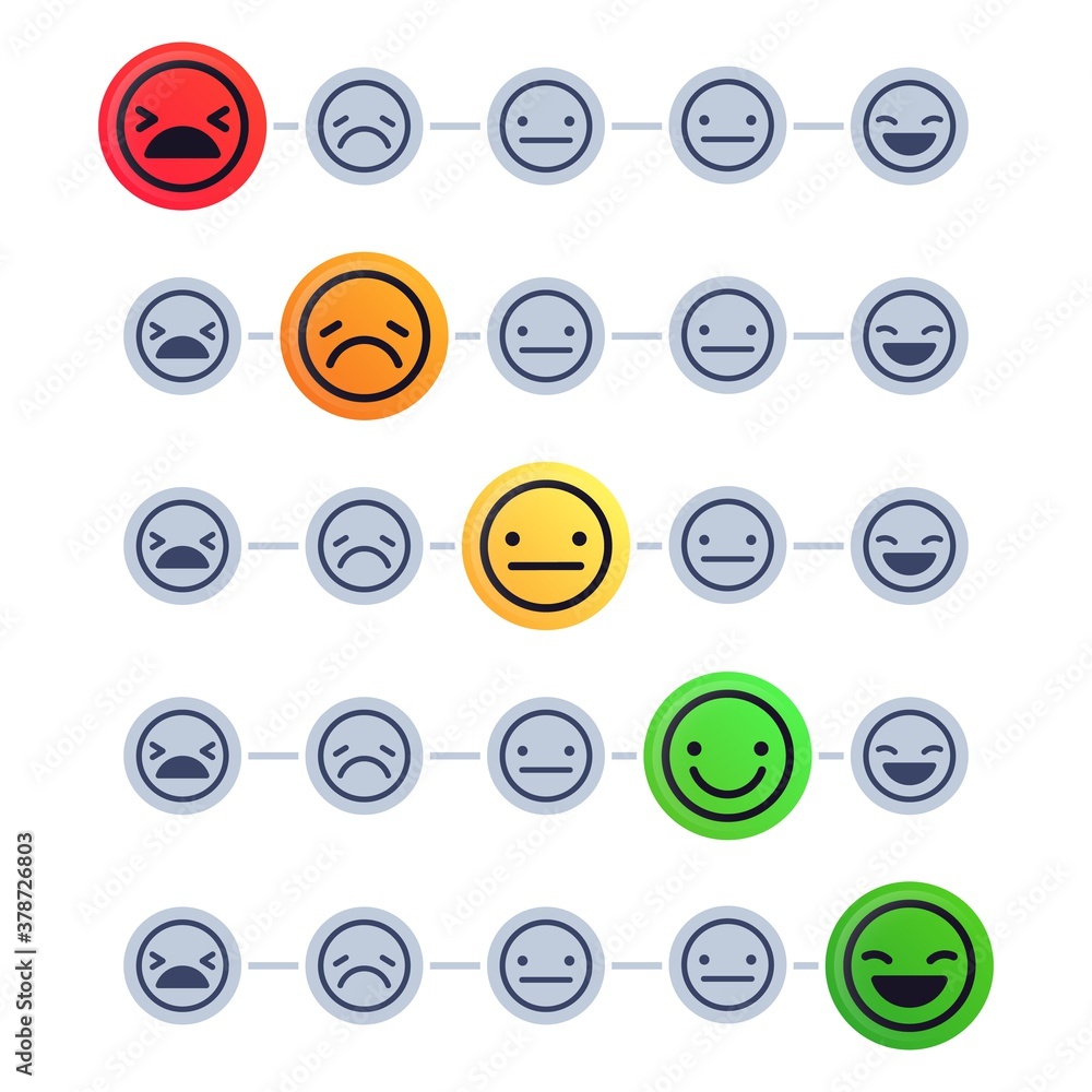 Aufkleber emotional scale. customer satisfaction meter. mood indicator with different emotion measurement from