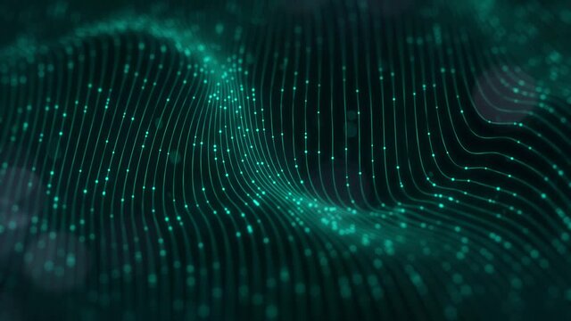 Abstract 3d lines with dots wawing in the space