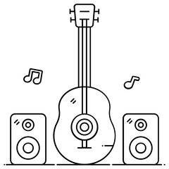 
A flat icon of guitar music, electric guitar
