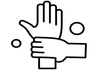 Washing hands icon line. Hand wash vector outline with bubbles