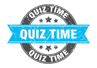 quiz time round stamp with ribbon. label sign