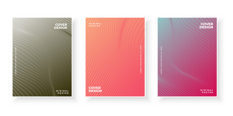colorful gradient covers with line pattern design set