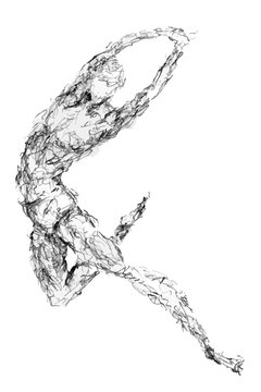 A ballet dancer in motion. A sketch of a human silhouette