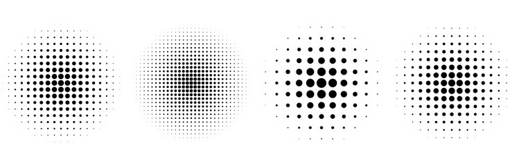 halftone circular classic background set of four