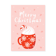 Christmas cards design. Holiday season greeting card. Joyful illustration with Christmas items