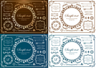 高級感のあるフレームデザイン、カリグラフィー素材、ラグジュアリー、テンプレート、【コピースペース】