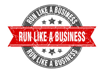 run like a business round stamp with ribbon. label sign