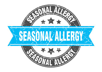 seasonal allergy round stamp with ribbon. label sign