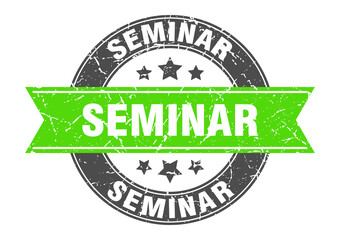 seminar round stamp with ribbon. label sign