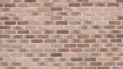 smooth brick wall with different shades of brown in texture and white neat seams, design background and textured base space