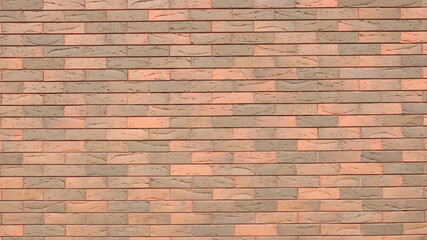 red-brown brick wall background with smooth texture of fresh masonry and perforation lines on the surface of the blocks