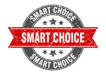 smart choice round stamp with ribbon. label sign