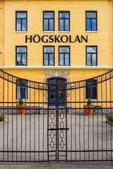 Closed gate at a Swedish college