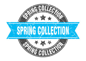 spring collection round stamp with ribbon. label sign