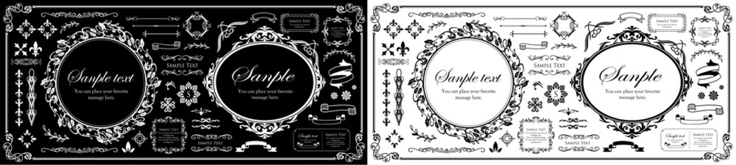 高級感のあるフレームデザイン、カリグラフィー素材、ラグジュアリー、テンプレート、【コピースペース】