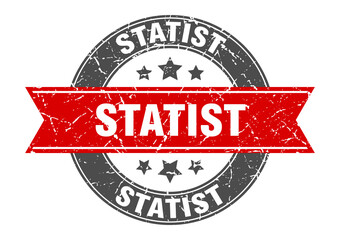 statist round stamp with ribbon. label sign
