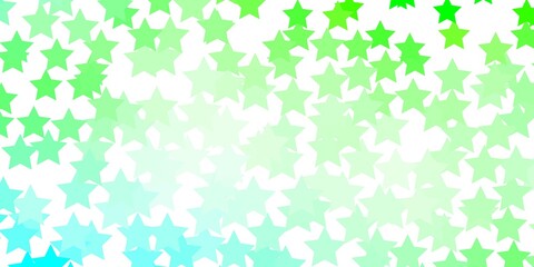 Light Green vector layout with bright stars. Blur decorative design in simple style with stars. Pattern for new year ad, booklets.