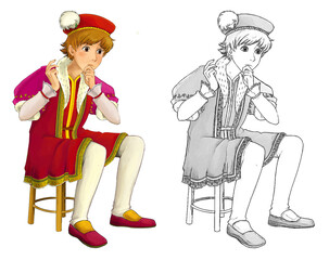 cartoon scene with medieval prince illustration © honeyflavour