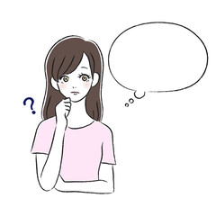 疑問を持つ女性　考える　吹き出し