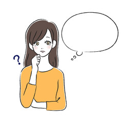 疑問を持つ女性　考える　吹き出し