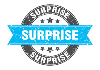 surprise round stamp with ribbon. label sign