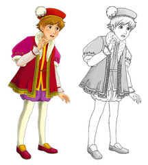 cartoon scene with medieval prince illustration